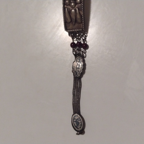 Antique Art Deco Turkish Snake Chain Heavy Silver Metal Necklace Bracelet Set - Picture 8 of 16